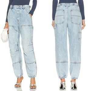 ALEXANDER WANG Denim Double Front Carpenter Wide Leg Jeans Pebble Bleach Sz 27